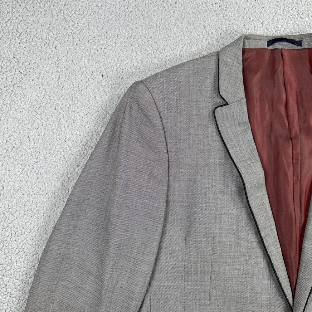 NEXT Signature Angelico Super 100s Blazer Men 46R Grey Slim Fit Woven in Italy